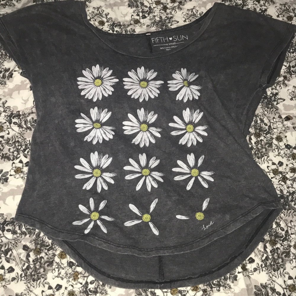 Fifth Sun Distressed Sunflower crop top